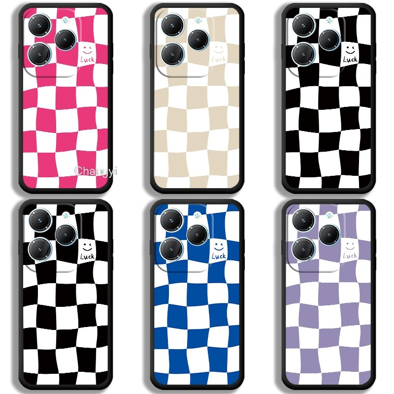 Creative สีดําสีขาวกระดานหมากรุกกันกระแทกสําหรับ Infinix Hot 40 Pro X6836 X6837