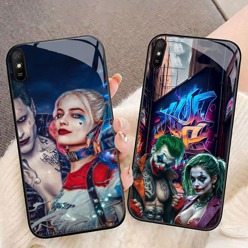MK-68 Harley Quinn & Joker Liquid HD Glass Casing สําหรับ Xiaomi Redmi 9A 9i 7 หมายเหตุ 7 Pro