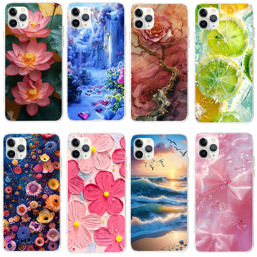 ปลอกสําหรับ iphone 11 12 pro max เคสซิลิโคนแบบนุ่ม TPU พิมพ์ฝาครอบโทรศัพท์