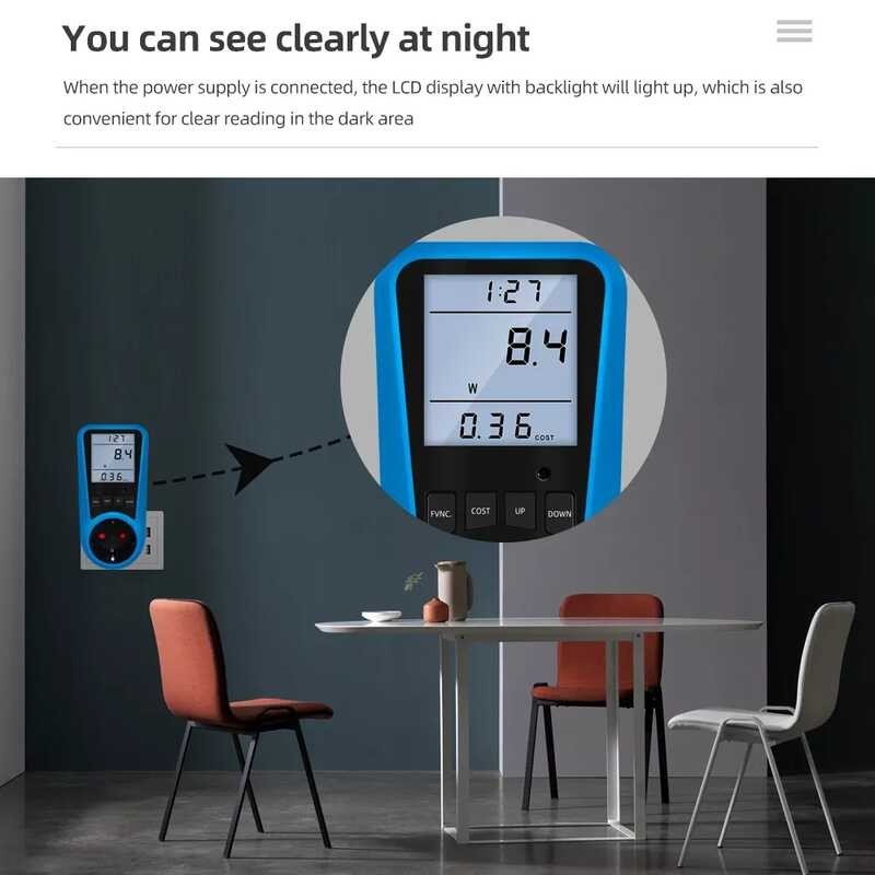 ❤ Pmb05 Digital Current โวลต์มิเตอร์ Time Watt Energy Tester AC Power Meter EU Plu