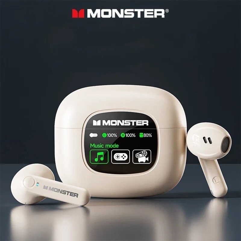 Monster XKT20 ชุดหูฟังเล่นเกมไร้สาย บลูทูธ 5.4 หน้าจอ LED HIFI ความล่าช้าต่ํา