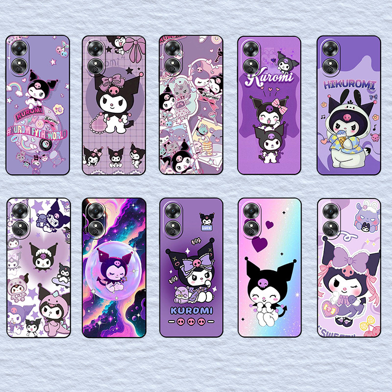 พิมพ์แฟชั่นสําหรับ OPPO A96 A98 R9 R9S Reno 8Z 8T 7 8 lite Kuromi นุ่มสีดํา TPU เคสโทรศัพท์