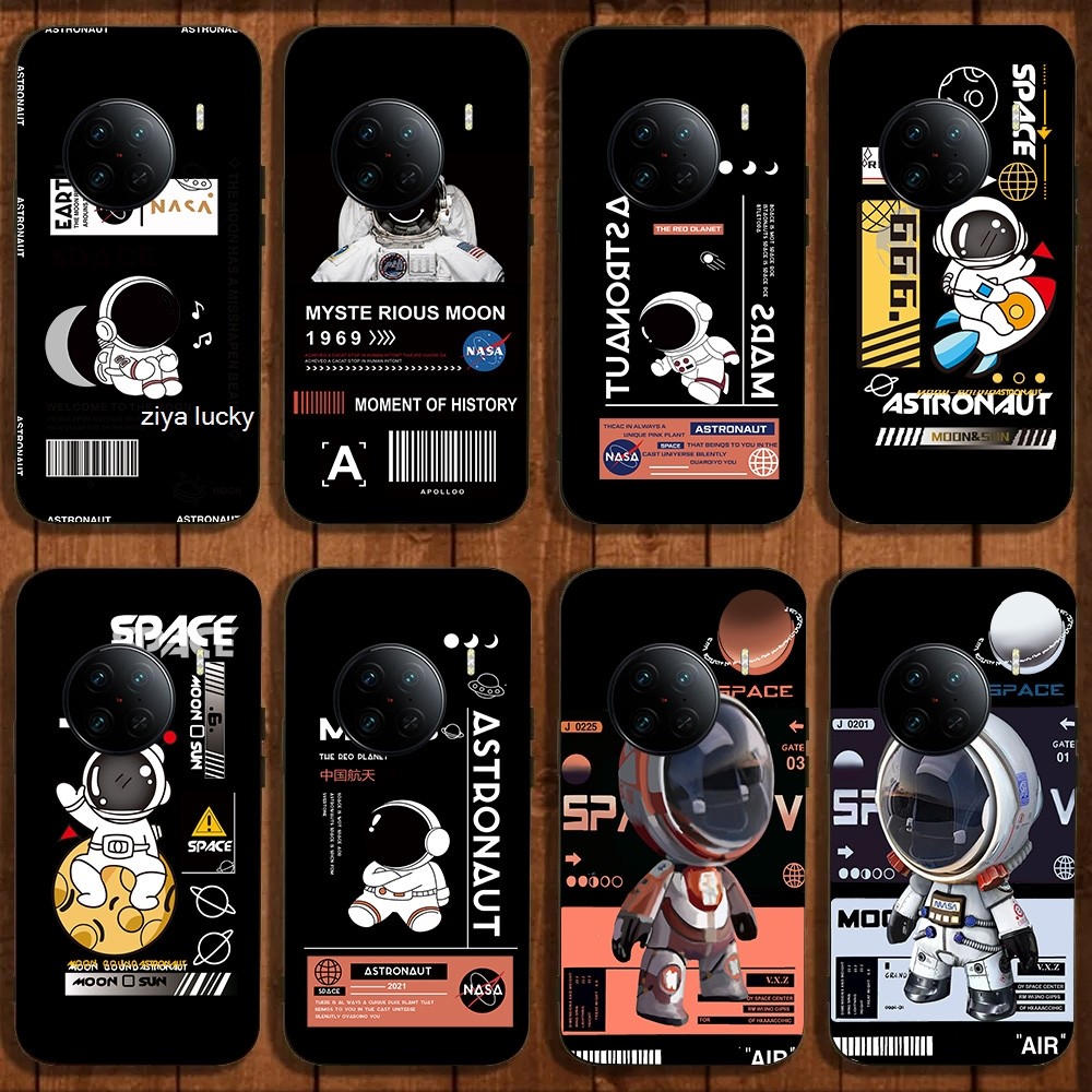 Casing Vivo X90 X90 Pro Frosted Astronaut Case Square Soft Edge Silicone Cartoon NASA Case