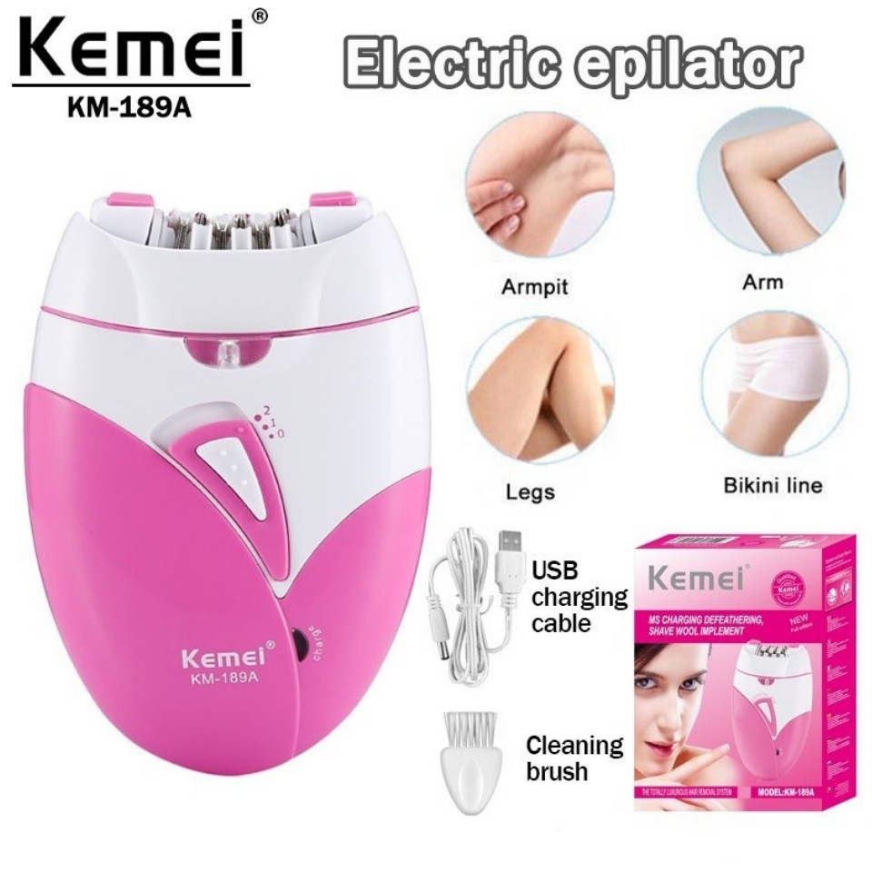 Kemei เครื่องกําจัดขนหญิงแบบชาร์จไฟได้เครื่องกําจัดขนไฟฟ้า Lady Shaver KM-189A