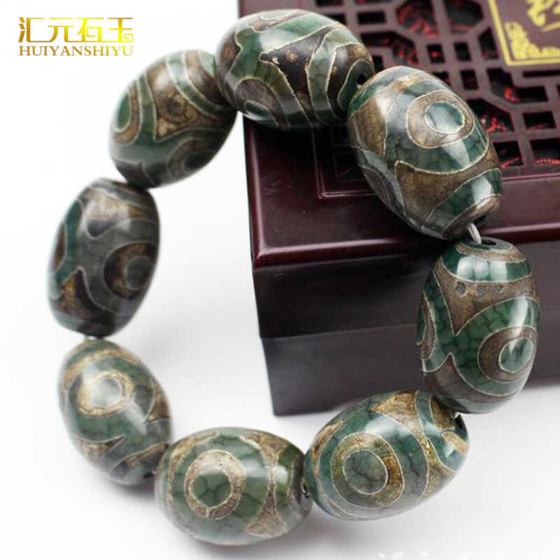 ทิเบต Agate หยก Sky Pearl สตริงมือสีเหลืองสามตาบรรยากาศผู้ชายสีแดง Agate Sky Pearl สร้อยข้อมือเครื่อ