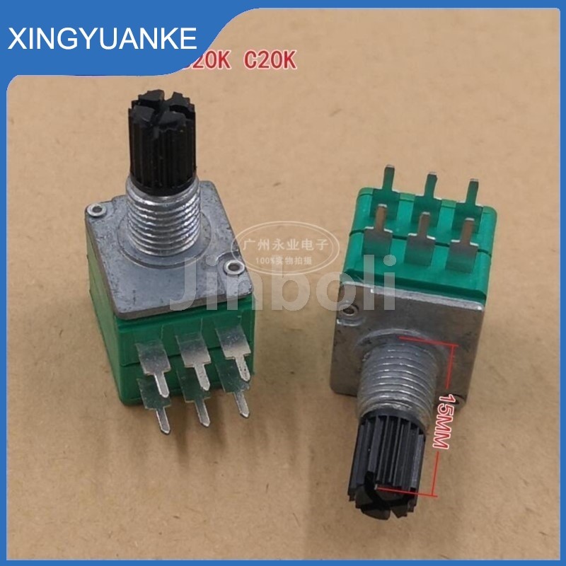 1PCS WH130 12 ประเภท Double Potentiometer 6 Pins A20K B20K C20K เครื่องขยายเสียงปริมาณ Precision Pot