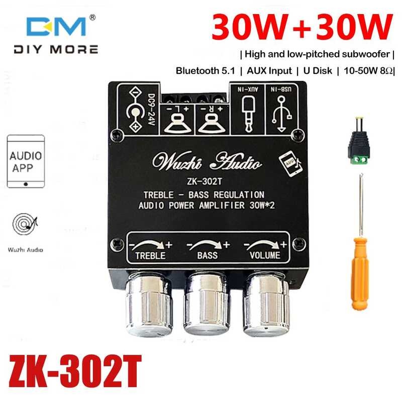 ❤ Diymore บอร์ดขยายสัญญาณบลูทูธ,รองรับ Zk-302/302T 2.1ช่อง30w + 30W 5.1ซับวูฟเฟอร์เบสสูงและต่ำช