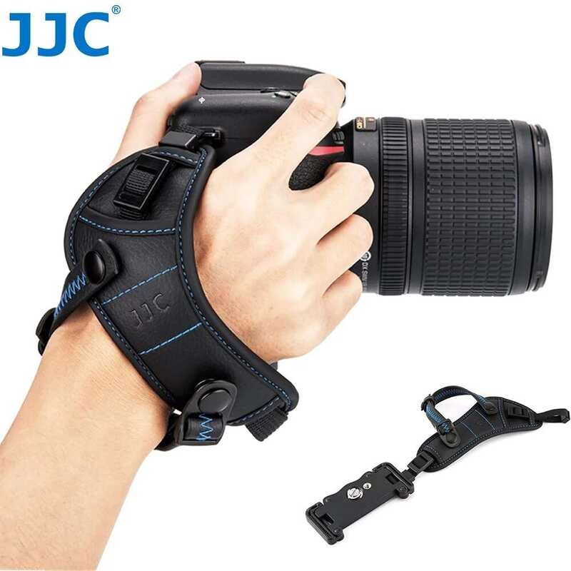 JJC สายรัดมือถือกล้อง พร้อมที่ยึดแผ่น U สำหรับ Canon R8 R7 R5 80D 77D 90D 800D Nikon Z6III Z50 II D8