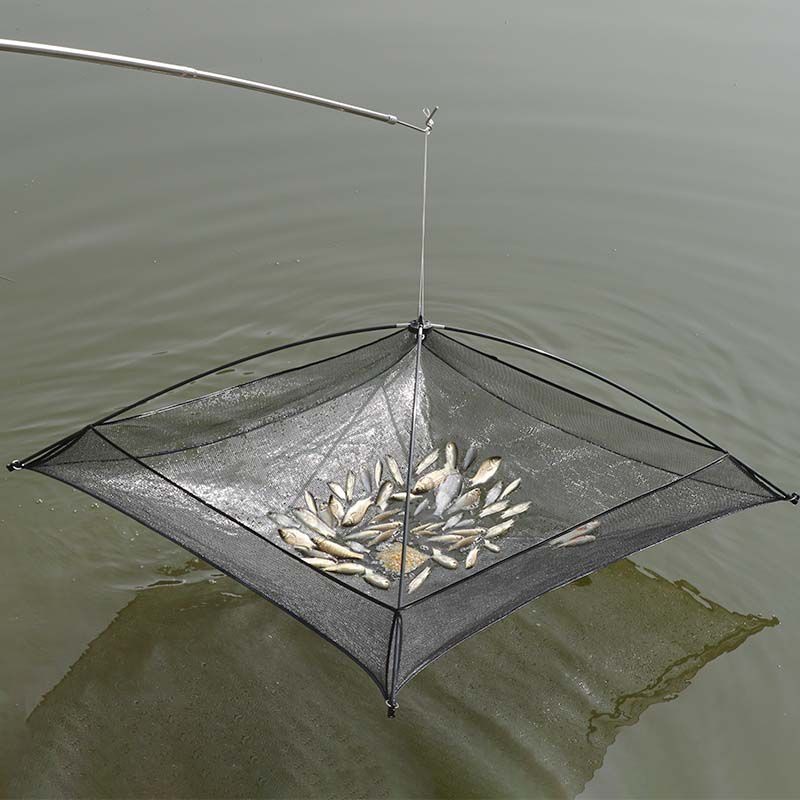 Open Folding Fishing Cage Shrimp Cage Lift Net Lift Net Lift Fish Net Lobster Net Catch Fish Zipper