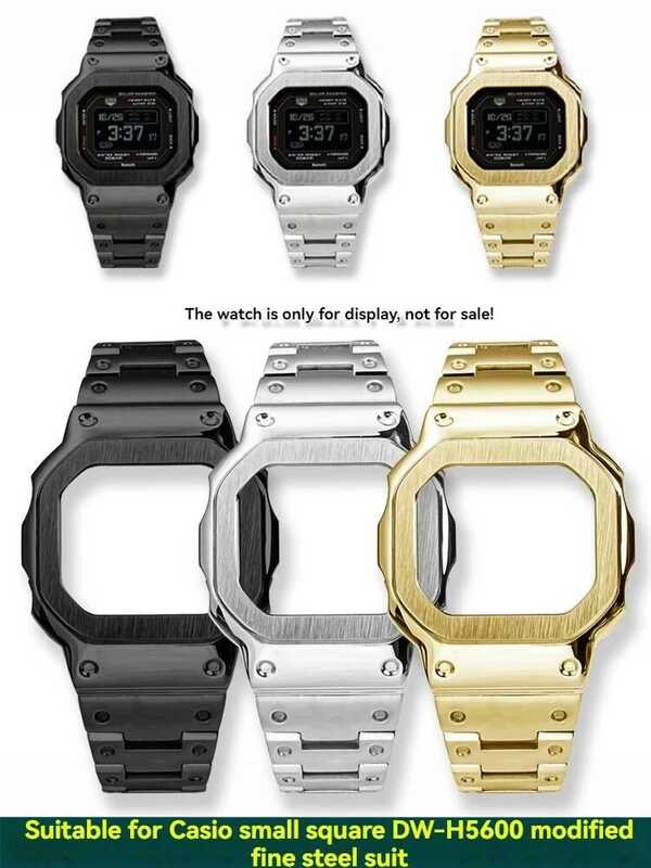 Dw-H5600 สายนาฬิกาโลหะ + นาฬิกาสําหรับ G-Sho Dw-H5600 ปรับเปลี่ยนสแตนเลสดําทองผู้ชาย Watchband + กร
