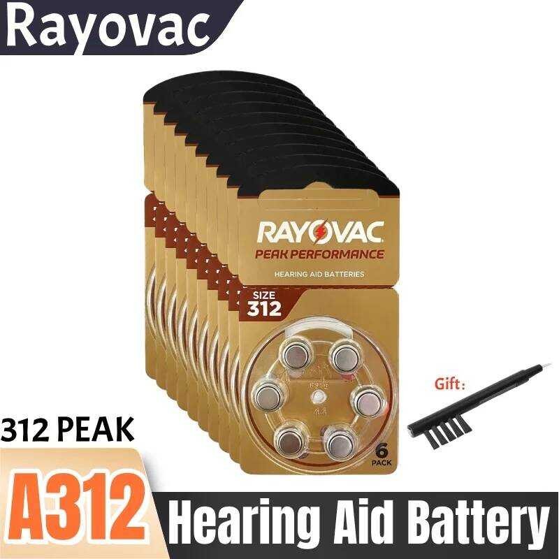 แบตเตอรี่ Aid 30/60 ชิ้น Rayovac PEAK 312 1.45V ประสิทธิภาพสูง 312A A312 PR41แบตเตอรี่สำหรับ BTE CIC