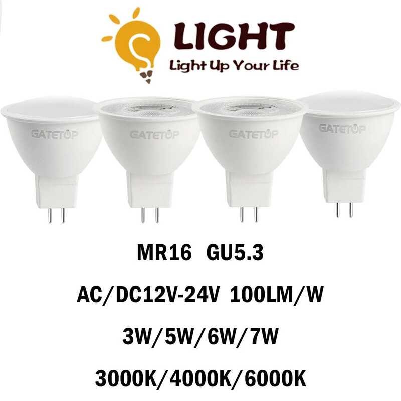 ไฟสปอตไลท์ LED MR16 5-20 ชิ้น GU5.3 แรงดันต่ำ AC/DC12-24V 3/5/6/7W 120/38 องศา 3000K-6000K ไม่มีการก