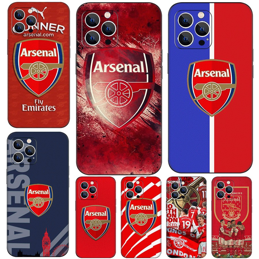 เคสโทรศัพท์สําหรับ iPhone 12 13 Mini Pro Max TPU Soft เคสป้องกันสีดํา Arsenal