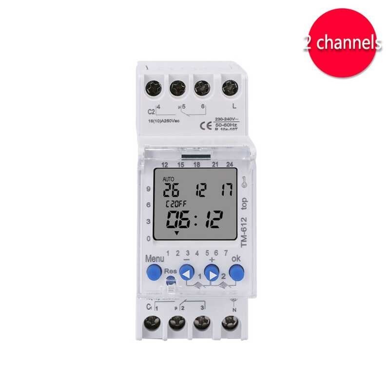 ❤ Tm612อิเล็กทรอนิกส์ Digital Timer Switch, 220V สองช่อง7วัน24hrs ตั