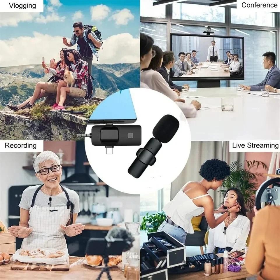 3 In 1 ไมโครโฟนไร้สายแบบหนีบเสื้อสําหรับ iPhone Android 3.5 มม.สําหรับวิทยุการบันทึกสดลดเสียงรบกวน Mini Mic รองรับอย่างกว้างๆ