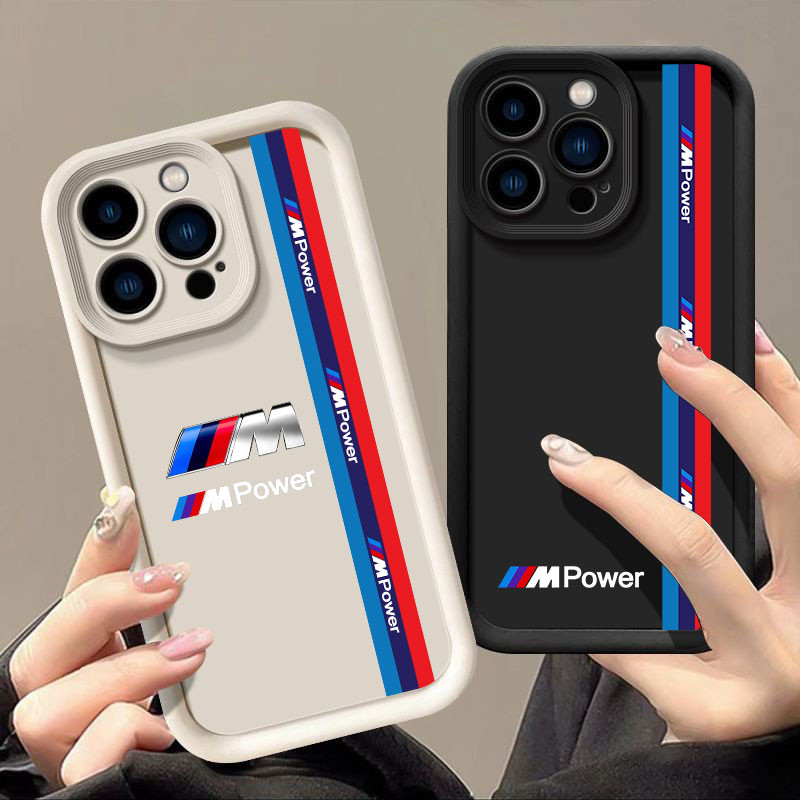 Blue Red Line Sport Car B-BMW ชาย M Power เคสโทรศัพท์สําหรับ iphone 16 15 11 13 Pro Max Xr X 7 8 14 Plus 12 13 Mini Soft Case สําหรับ iphone 16Pro Max กันกระแทกกล้องฝาครอบป้องกัน