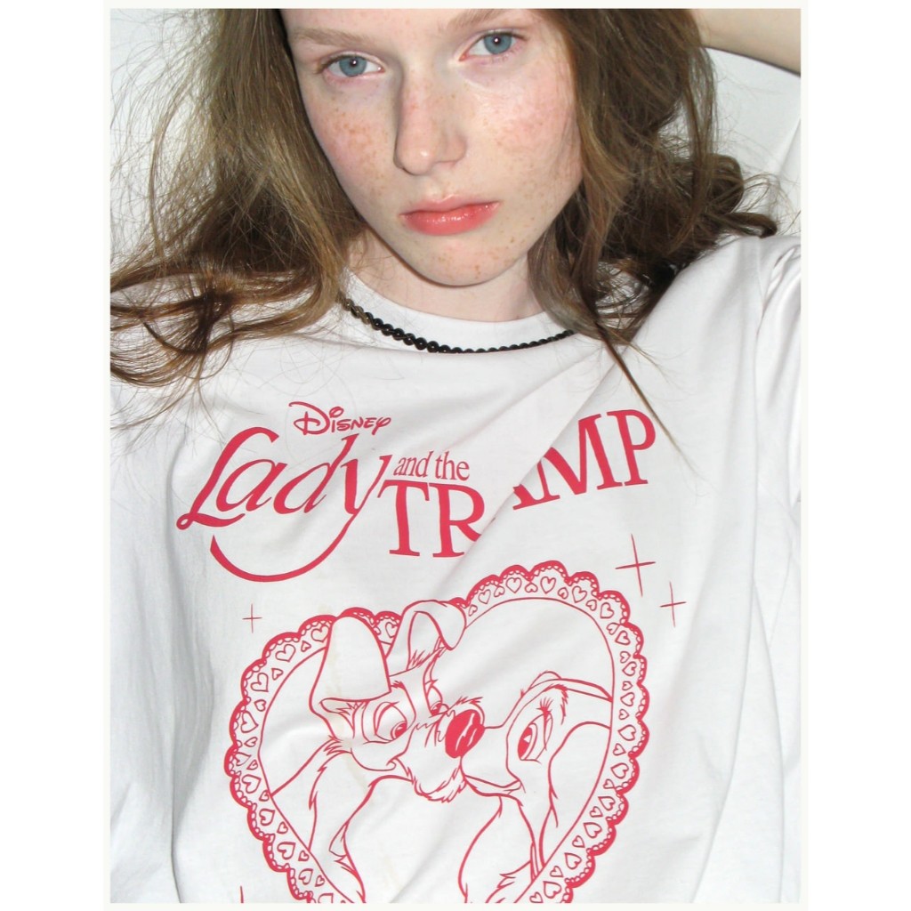 ♞,♘Ronron HEART LADY AND THE TRAMP BASIC FIT เสื้อยืด ghj