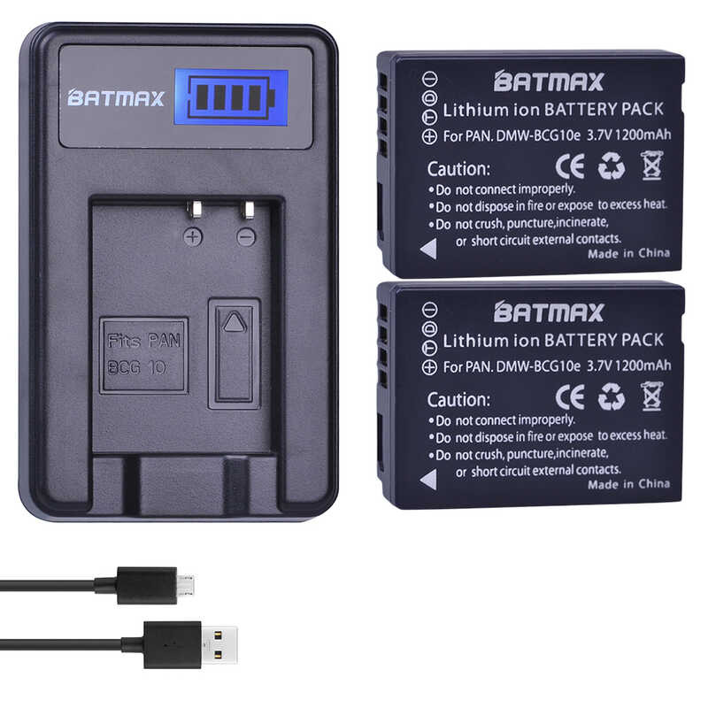 Batmax 4 DMW-BCG10 BCG10 BCG10E battery+LCD USB Charger for Lumix DMC-3D1 DMC-TZ7 DMC-TZ8 DMC-TZ1