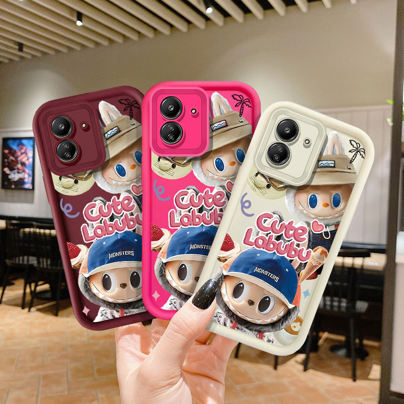 สําหรับ Xiaomi Redmi 10 10a 10c 10x11a 12 12c 13c A3 A1 A2 Plus/Poco M2 M3 C55 C65 ปลอกการ์ตูนน่ารักเบสบอลหมวก Labubu Angel Eyesกันกระแทกซิลิโคนกรณี