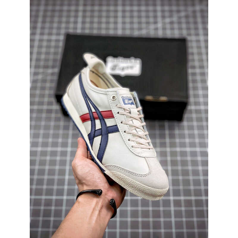 Onitsuka Onitsukatiger】 Tiger ORIGINAL ครีม Sd สีน้ำเงินแดง // แถมถุงกระ