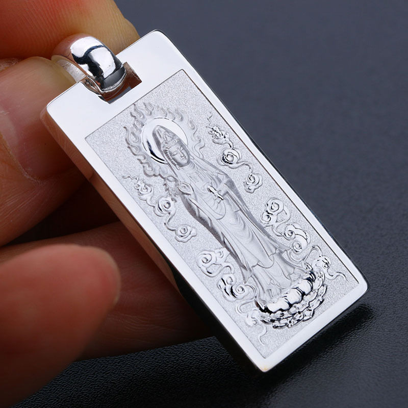 hot🔥การประกันคุณภาพ🔥 S999 Pure Silver Pendant Namo Guanyin Bodhisattva Buddha Brand Pendant Men's
