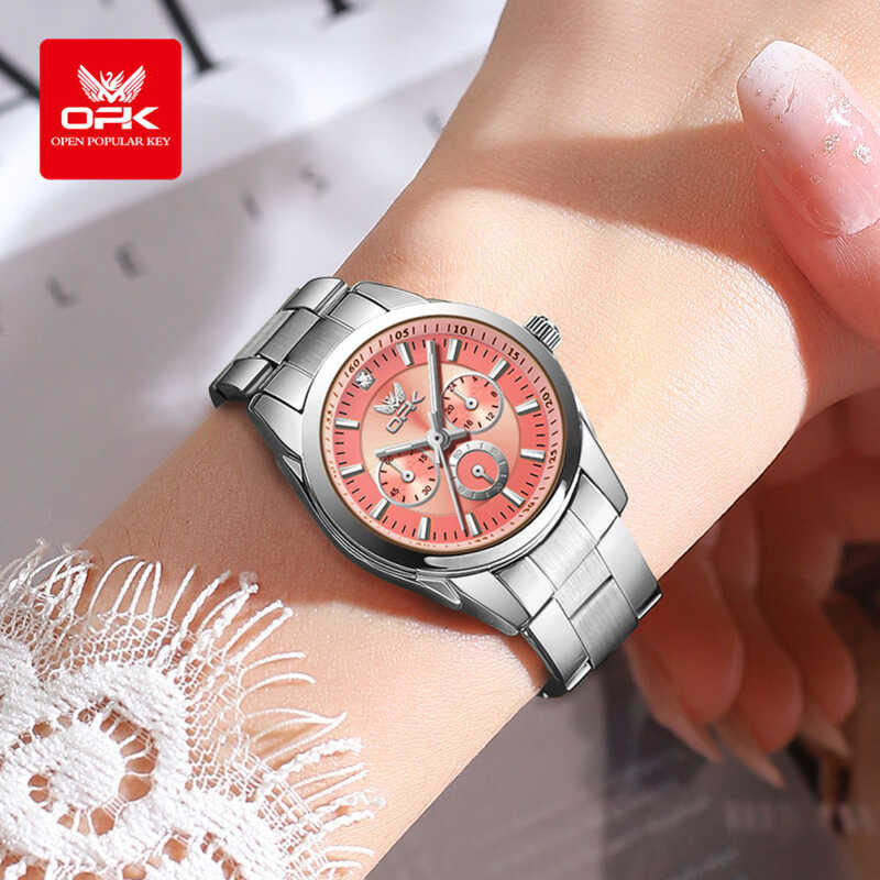 Women's OPK Watch Waterproof Quartz Elegant Beautiful Korean Style Stainless Steel Strap Luminous E