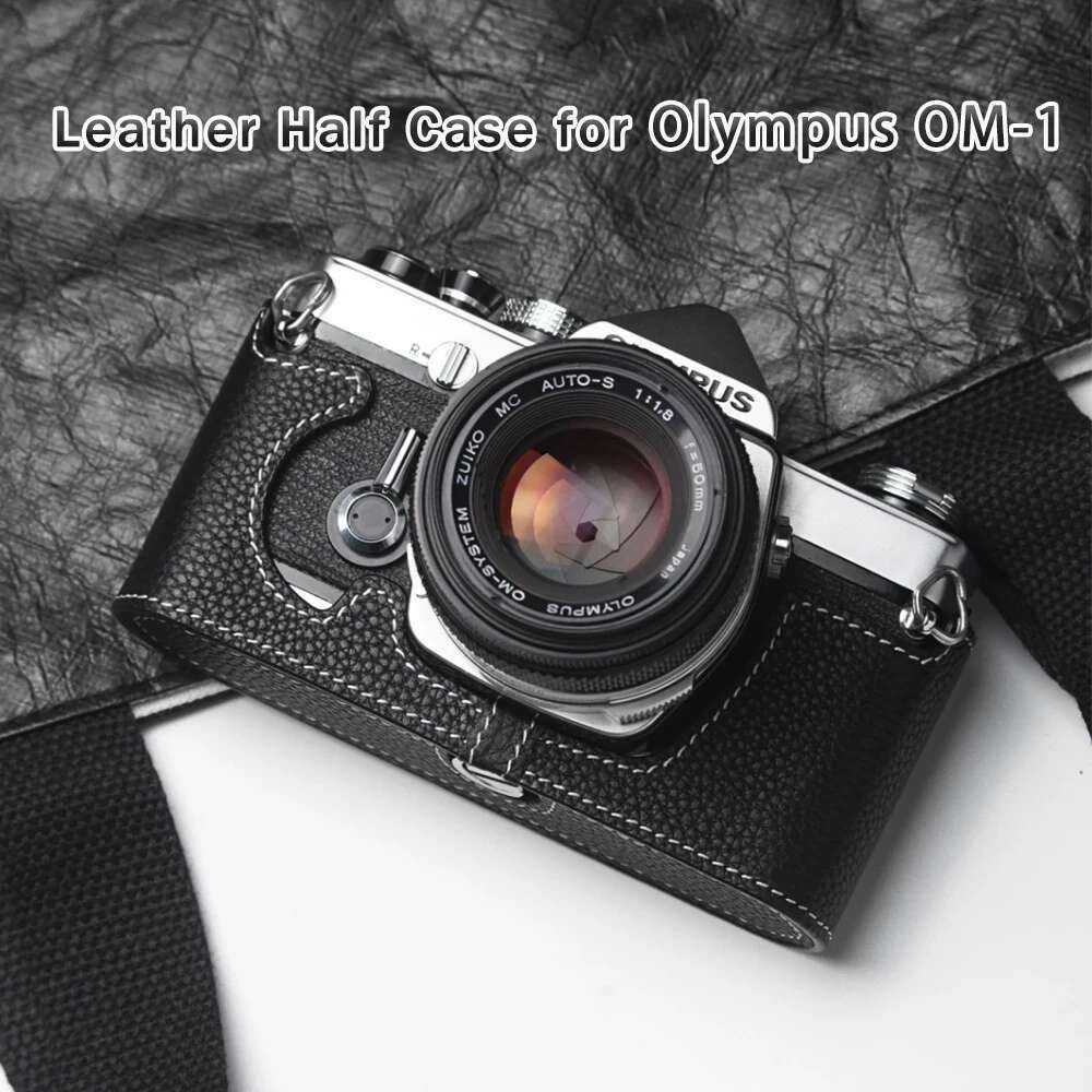 กระเป๋ากล้องสําหรับ Olympus OM1 1N OM-2/2N OM-3/3Ti OM-4/4Ti กรณีฟิล์มกล้องหนังแท้ Cowhide กระเป๋ากล