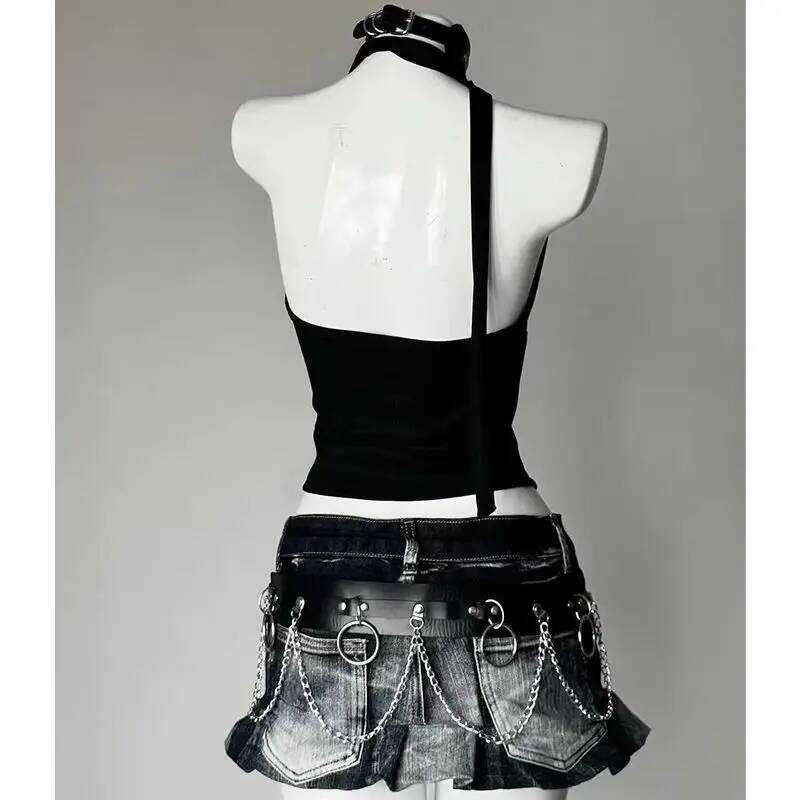 ▥ Onalippaแฟชั่น2025 Millenniumเผ็ดสาว Abi Y2k Skull Tank Topฤดูร้อนแขวนสายคล้องคอgothicเผ็ดสาว