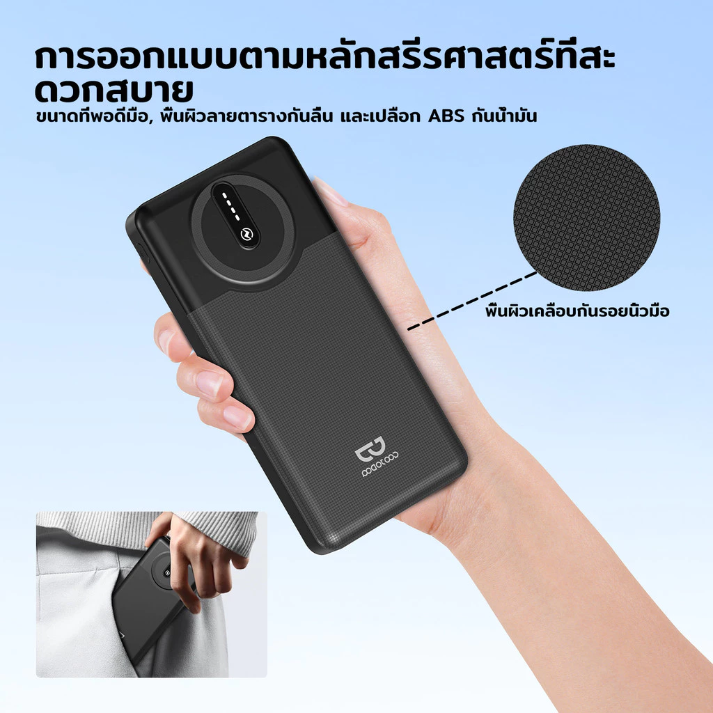 GOOJODOQ 10000mAh Powerbank Dual 10W อินพุต/เอาต์พุตปลอดภัย 21700 แบตเตอรี่แบบพกพาเป็นพิเศษสําหรับสมาร์ทโฟนแท็บเล็ตและอื่นๆ thumbnail 4
