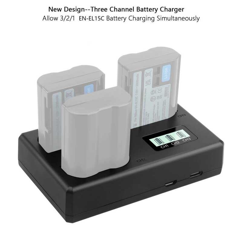 ▥ En-El15c En-El15a En-El15b 3 สล็อตสําหรับ Nikon III Z6 II Z7 D850 D810a D810 D800e D800 D750
