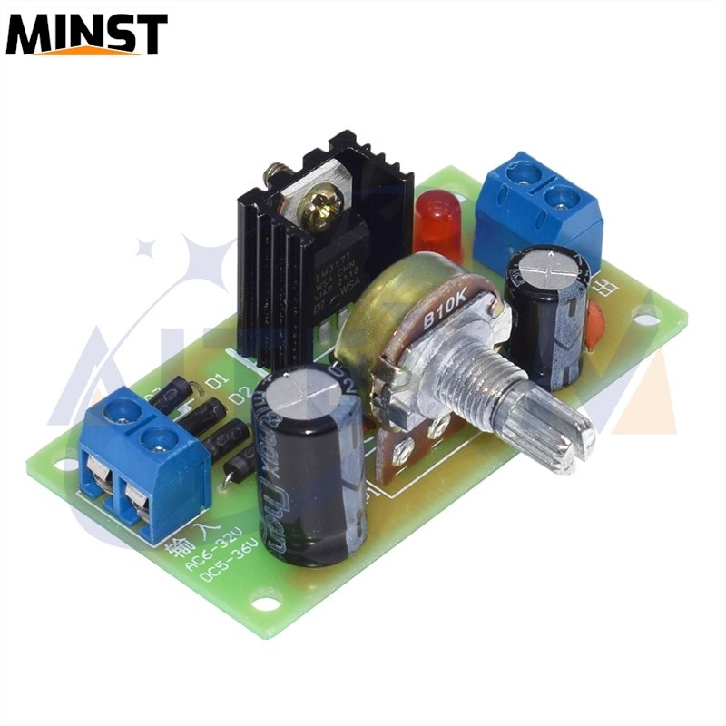 LM317 ชุดจ่ายไฟแบบปรับได้แหล่งจ่ายไฟ DC แบบปรับได้ต่อเนื่อง DIY ชิ้นส่วนการฝึกอบรมการสอนบอร์ด PCB ชุ