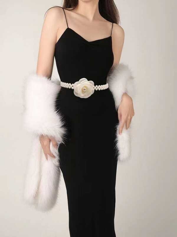 Camellia New Pearl Waist Chain Versatile Accessories Flower Stretch Belt