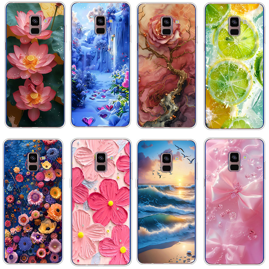 ปลอกสําหรับ Samsung galaxy a8 plus 2018 เคสซิลิโคนอ่อน TPU พิมพ์ฝาครอบโทรศัพท์