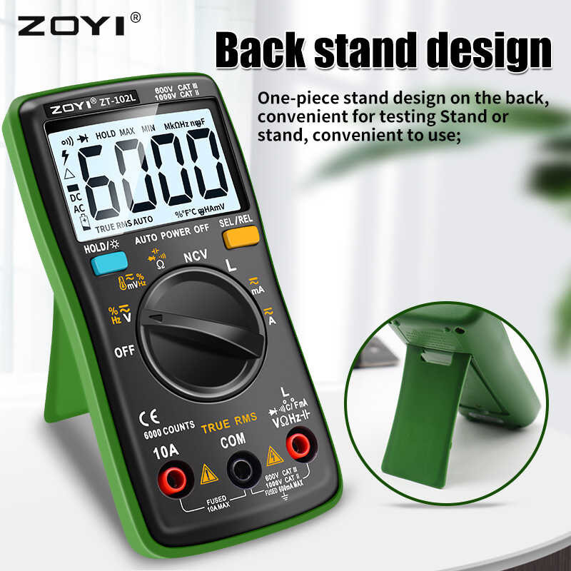 ❤ Zoyi เครื่องวัดกระแสไฟฟ้าอัตโนมัติ, Zt102l ใหม่มัลติม
