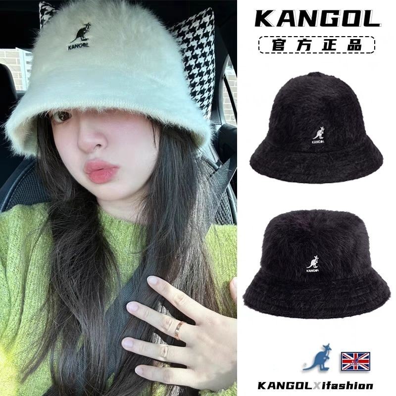 Kangol Kangaroo หมวกหมวกชาวประมงผู้หญิงกระต่ายขนสัตว์ Warm Plush อ่างล้างหน้าหมวกฤดูใบไม้ร่วงและฤดูหนาวอเนกประสงค์ Face Showing Smal