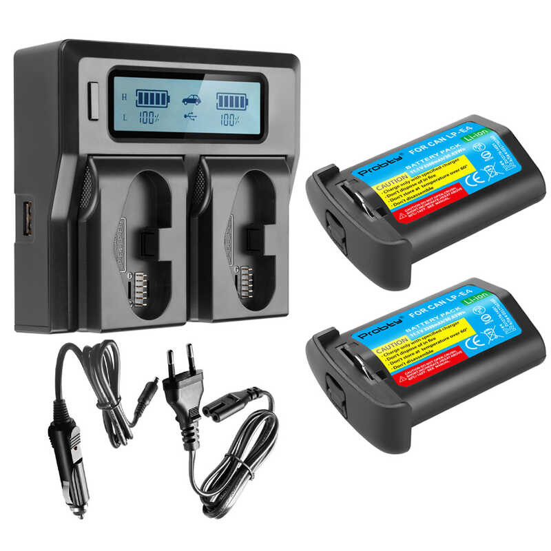2 0 x 3300mAH LP-E4 LP E4 LP-E4N แบตเตอรี่กล้อง + เครื่องชาร์จ LCD ที