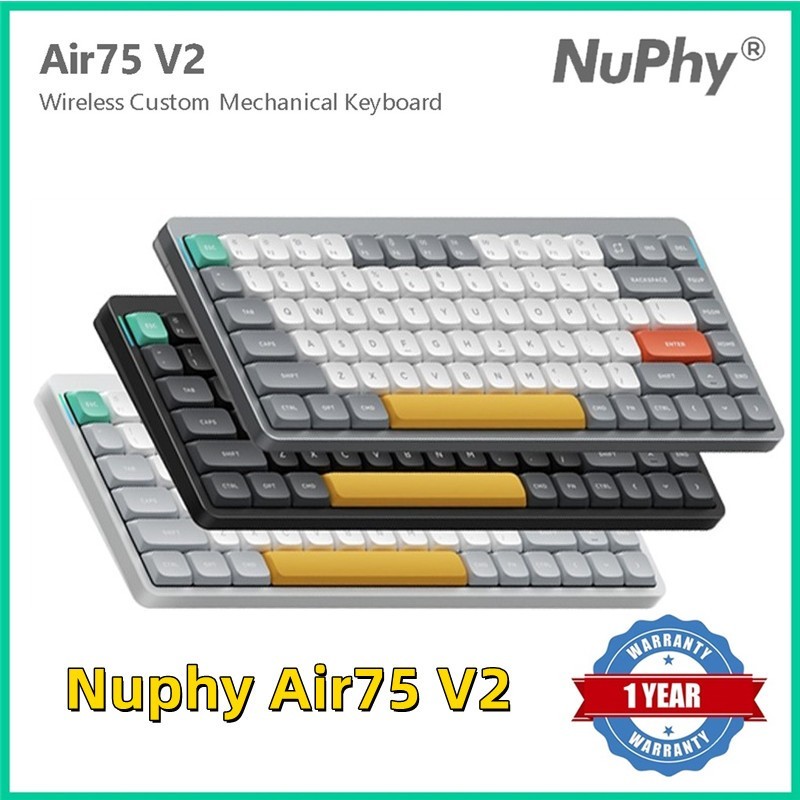 Nuphy Air75 V2 คีย์บอร์ดเกมมิ่งไร้สาย บลูทูธ 2.4G USB-C ไฟแบ็คไลท์ RGB พร้อม Mac Windows iPad