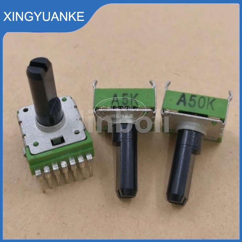 1PCS RK14 ประเภท 7Pins คู่แนวตั้ง Potentiometer A5K พร้อม Midpoint A50K ปริมาณปรับ Potentiometer ควา