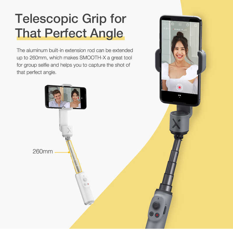 Δ Zhiyun Smooth X มือถือ PTZ สำหรับ Iphone Android Xiaomi Huawei Samsung (เปิด