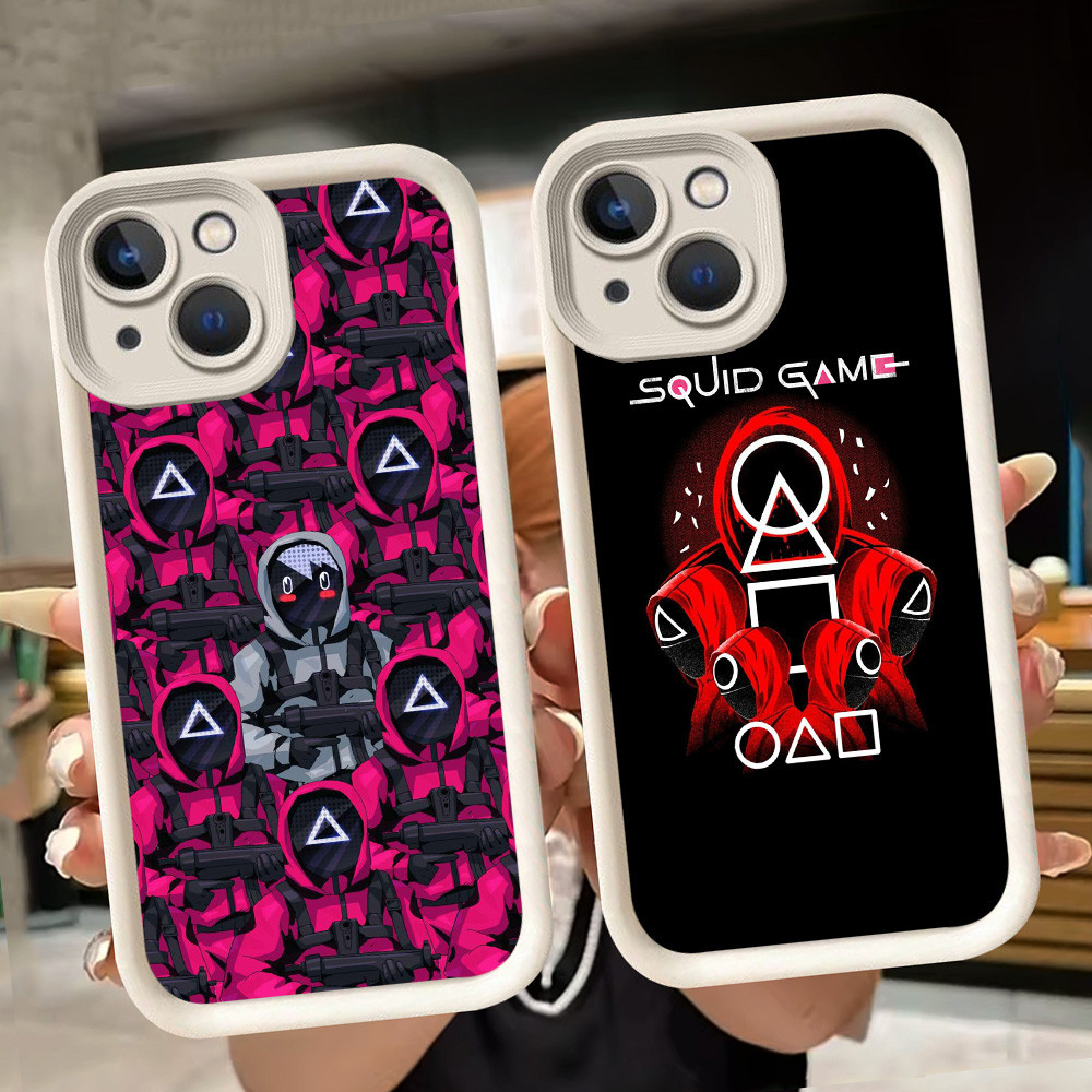 เคสนิ่มสําหรับ iPhone 7 14 8 6 13 6s Pro Max Plus สีขาว Q47 เกมปลาหมึก