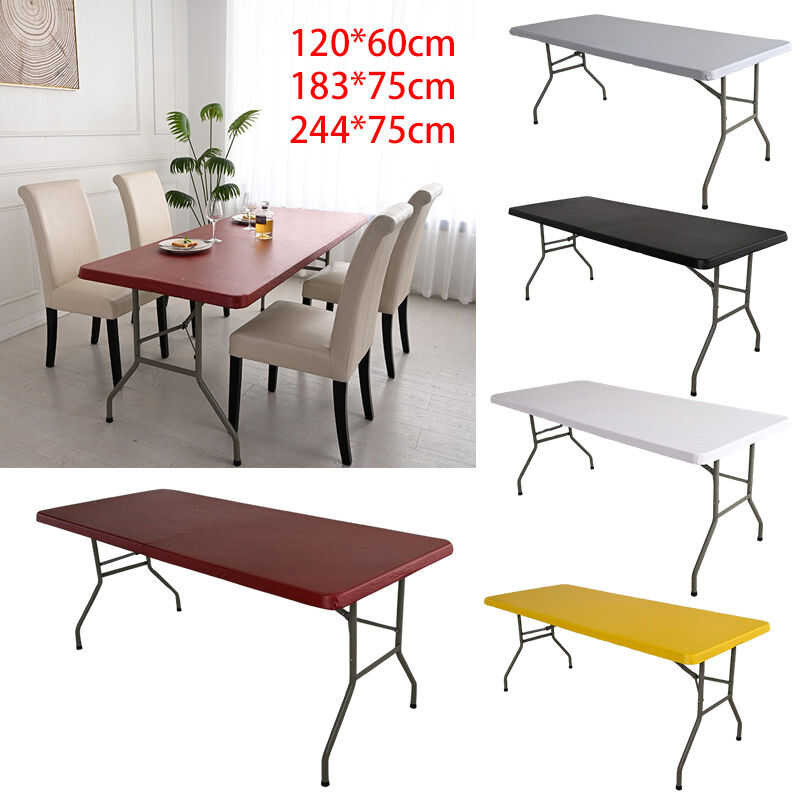 LY GUAN 1Pc Kitchen Rectangle Tablecloth Waterproof Polyester Catering Fitted Table Cover With Elas