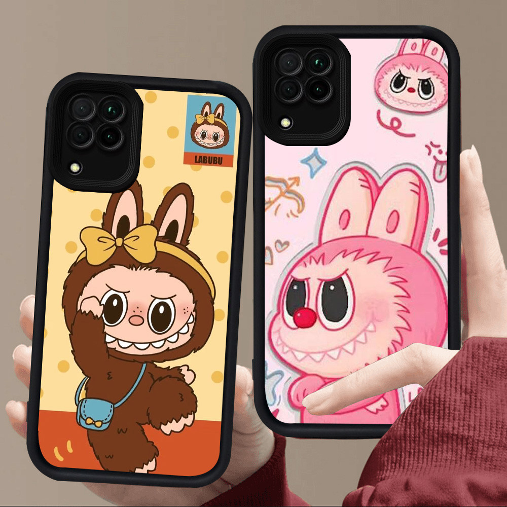 E123 น่ารัก Labubu สําหรับซิลิโคนสีดํา Samsung J2 M04 A04 A06 J7 Prime A05 A12 A04E A22 F04 Pro 5G