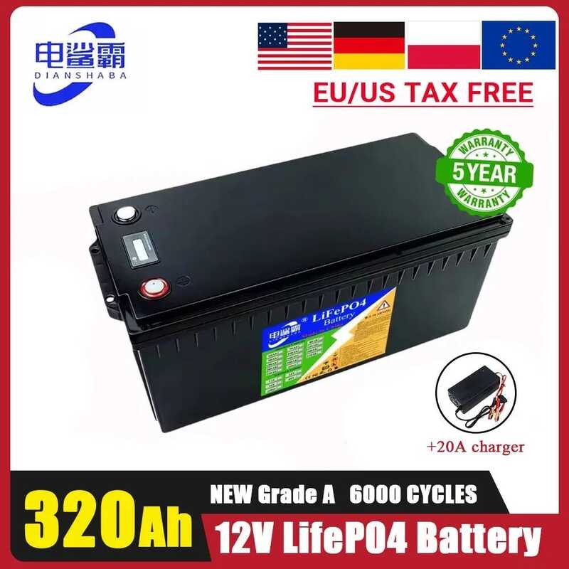 แบตเตอรี่ LiFePO4 24V 12V 100Ah 200Ah 280Ah 300Ah 320Ah พร้อมที่ชาร์จ เกรด A มี BMS ในตัวสำหรับ RV