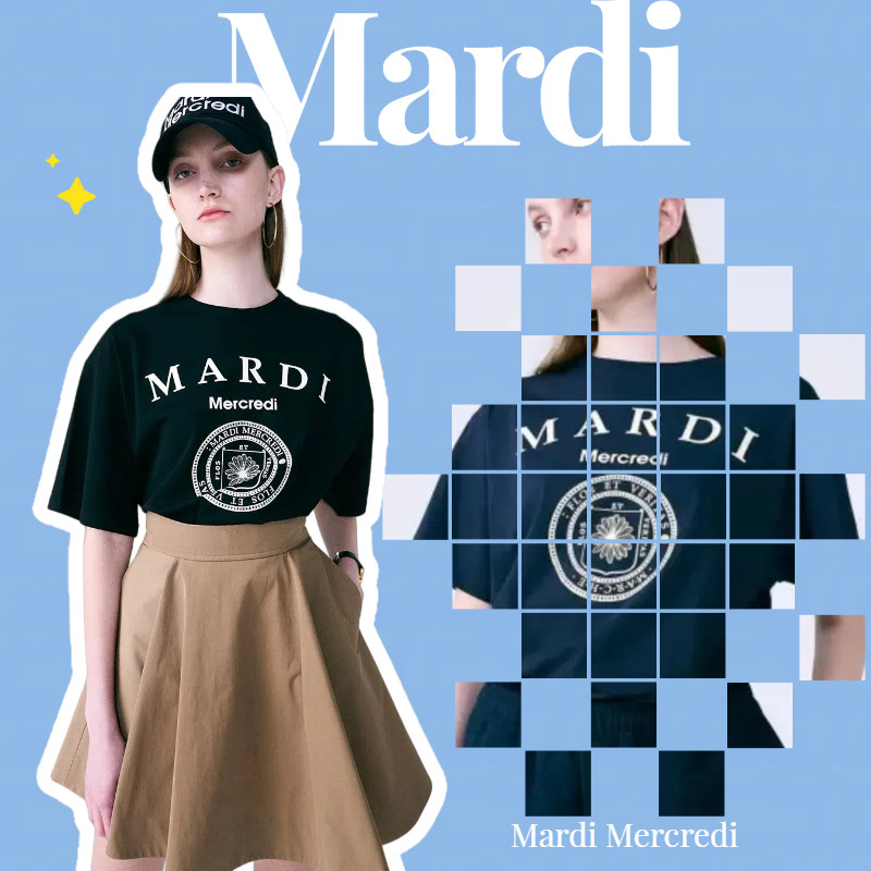 ♞MARDI MERCREDI เสื้อยืดผู้หญิง ลายดอกไม้ คอ.round oversize#mardi#mardi mercredi#mardi mercredi uni