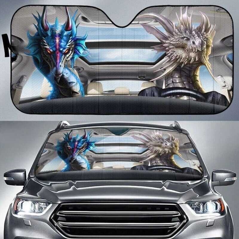 3D Mythical Beast Dragon Print Fashion Heat Reflector Shades UV Protect Fold Car Sun Shade Windshie