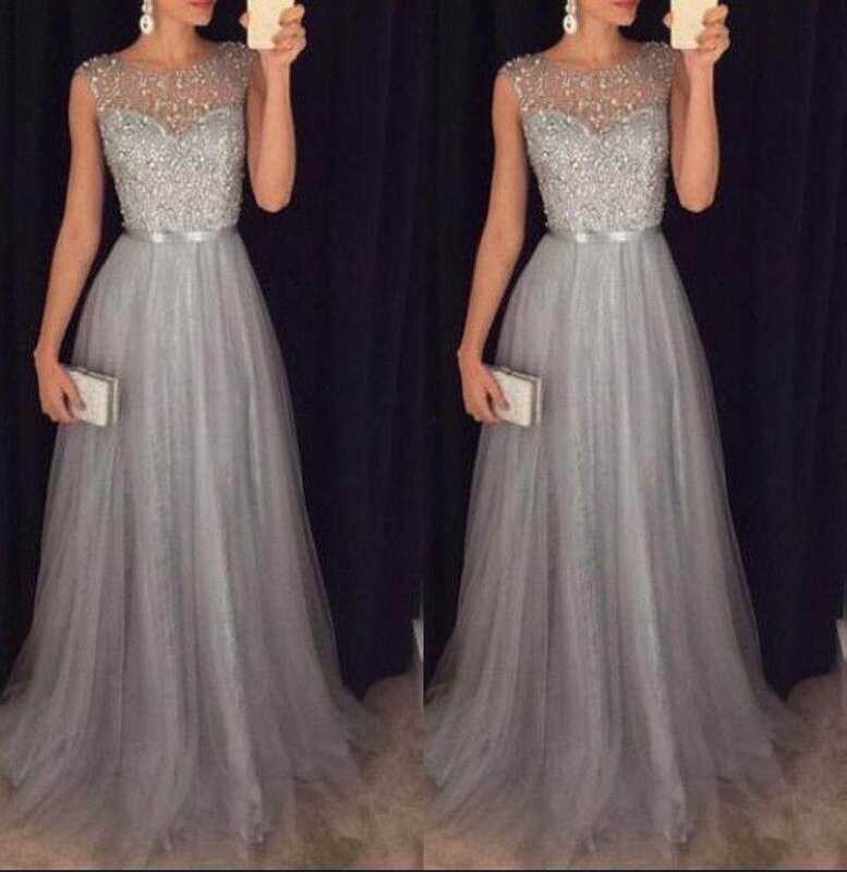 ❤ Women Lace Long Party Evening Formal Wedding Prom Gown Maxi Dress