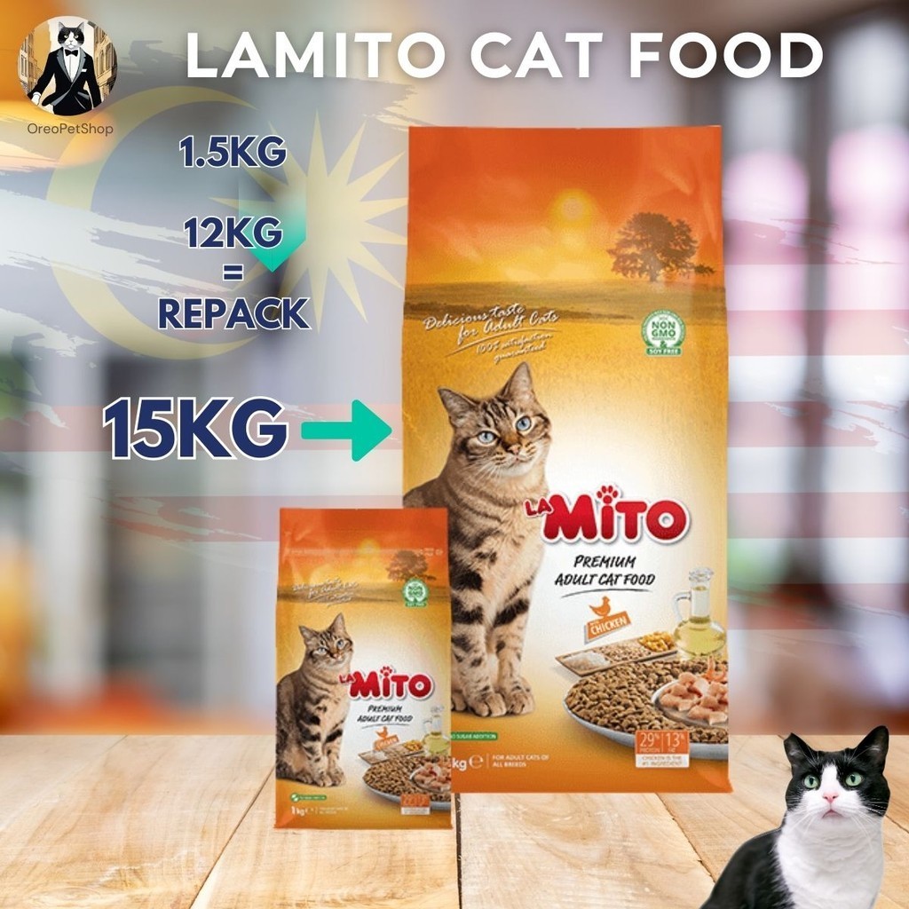 LAMITO อาหารแมวผู้ใหญ่พรีเมี่ยมไก่สําหรับแมว 1.5 กก. >12 กก. *REPACK* 15 กก. บรรจุ* 猫 Kucing MITO Ki