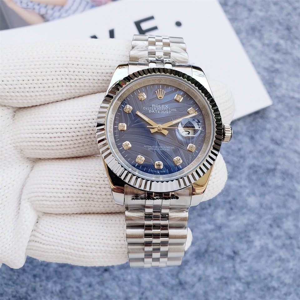 R ROLEX ROLEX rx Diary Series Mechanical Movement 100 กันน้ํานาฬิกาผู้ชาย 40 มม.พื้นผิวสีฟ้า High-E