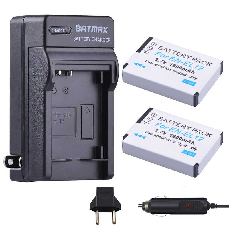 2 8 Pac EN-EL12 EL12 Battery + Charger Kits for Nikon Coolpix AW100 AW110 AW120 S9500 S9300 S9200