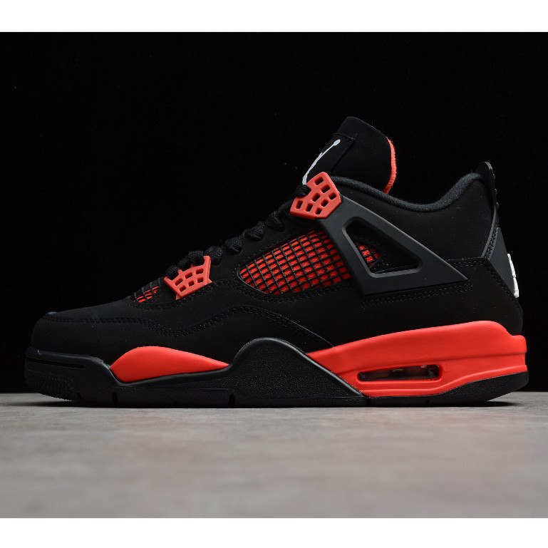 Air Jordan 4 RED Thunder รองเท้าบาสเก็ตบอลสำหรับผู้ชายและผู้หญิงรองเท้าผ้าใบ AJ4รองเท้ากีฬา AJ CT85